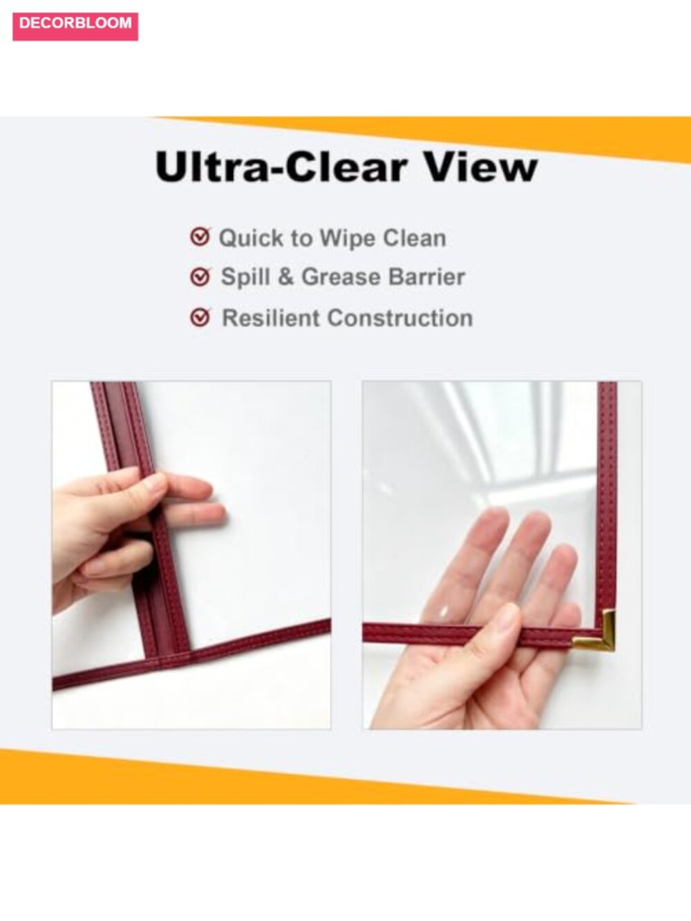 6 Pcs Clear PVC Menu Covers 4 Pages 8 Views Fits 8.5x11 Inserts - Picture 2 of 5